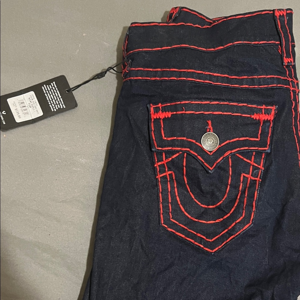 True Religion Dark Blue Jeans with Red Accents